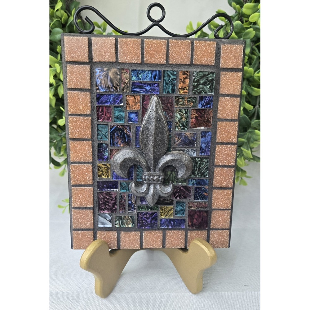 Cheryl Gianforte Mosaic Tile Fleur De Lis Plaque Art Studio G Louisiana